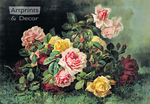 Gathering of Roses by Paul de Longpre – Framed Art Print