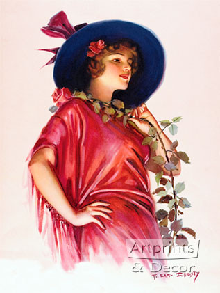 One Long Stemmed Rose by F. Earl Christy - Art Print