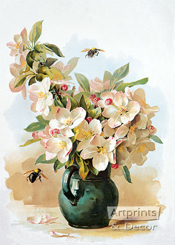 Apple Blossoms by Paul de Longpre - Framed Art Print