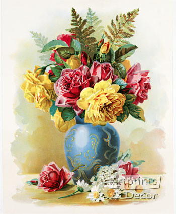 Rose Bouquet by Paul de Longpre - Framed Art Print
