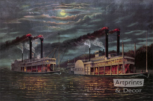 Two Ships Passing in the Night - Framed Art Print