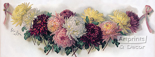 Bouquet of Chrysanthemums by Paul de Longpre - Framed Art Print
