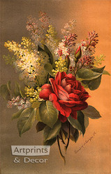 Damask Rose & Lilacs by Raoul de Longpre - Art Print