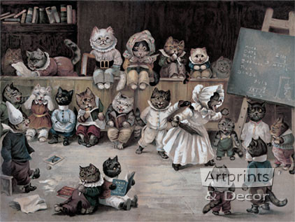 Ms. Tabitha's Cats' Academy by Louis Wain - Framed Art Print