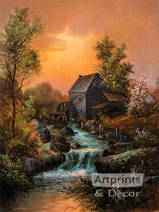 By the Old Mill Stream, Art Print by William Henry Chandler at