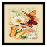 Butterflies & Daisies - Framed Art Print