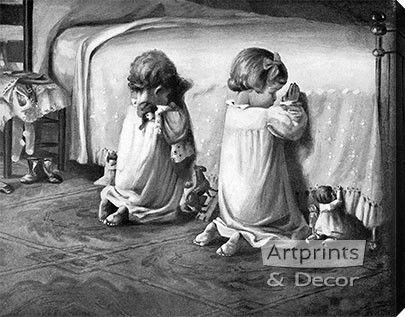Little Tots Prayer - Stretched Canvas Art Print