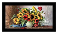 Poppies & Sunflowers - Framed Art Print