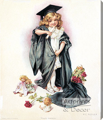 Playing Graduating by Maud Humphrey - Stretched Canvas Art Print