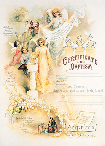 Certificate of Baptism - Framed Art Print