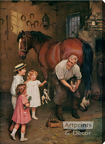 Won't You Fix My Horse Too by Arthur J. Elsley - Stretched Canvas Art Print
