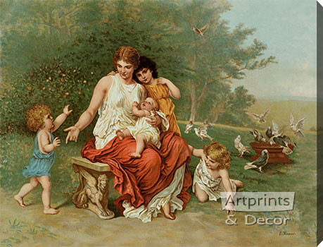 The Children of Eve by L. Knaus - Stretched Canvas Art Print