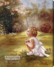 Bluebirds For Happiness by Adelaide Hiebel - Stretched Canvas Art Print