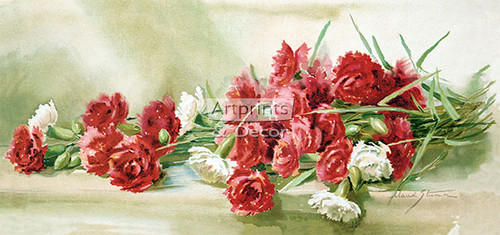 A Panel Of Carnations by Maud Stumm - Framed Art Print