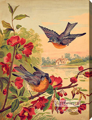 Blossoms & Bluebirds - Stretched Canvas Art Print