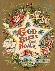 God Bless Our Home Star & Roses - Art Print