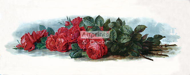 American Beauty Roses, Art Print by Paul de Longpre at