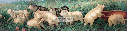 A Yard of Pigs by William De La Montagne Cary - Framed Art Print