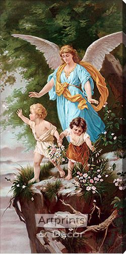 The Protecting Angel, Stretched Canvas Art Print at