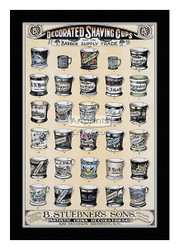 Decorated Shaving Cups for the Barber Supply Trade - Framed Art Print