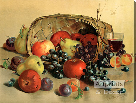 Fruit & Wine by H. Raymann - Stretched Canvas Art Print