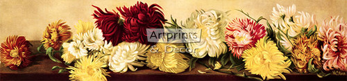 Chrysanthemums - Yard Long by M. Stone - Framed Art Print