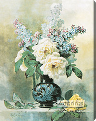 Lilacs & Roses by Paul de Longpre - Stretched Canvas Art Print