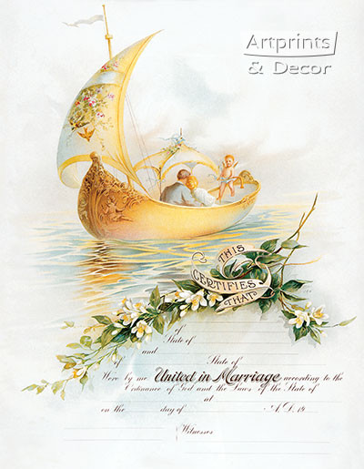 Sail Boat Marriage Certificate - Art Print