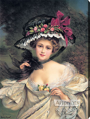 Portrait of a Lady Wearing a Hat by Francois Martin-Kavel - Stretched Canvas Art Print
