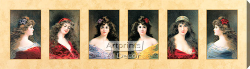 Six Portraits by Angelo Asti - Stretched Canvas Art Print
