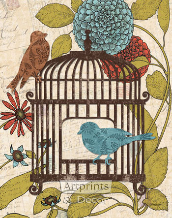 Birds & Blooms IV by Todd Williams - Framed Art Print