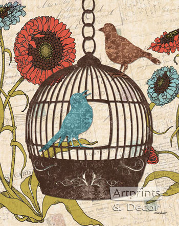 Bird & Blooms III by Todd Williams - Framed Art Print