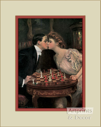 Romantic Checkmate by Clarence Underwood   - Framed Art Print