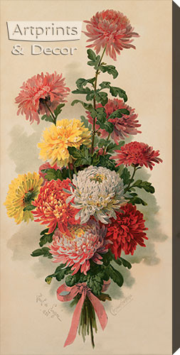 Chrysanthemums by Paul de Longpre - Stretched Canvas Art Print