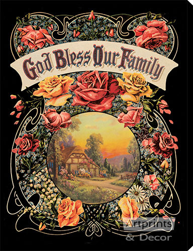 God Bless Our Family - Stretched Canvas Print