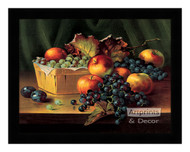 Grapes and Apples In A Basket - Framed Art Print