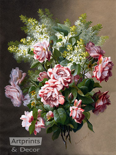 A Springtime Bouquet by Raoul de Longpre - Framed Art Print