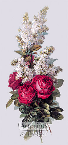 Roses and Lilacs by Paul de Longpre - Framed Art Print