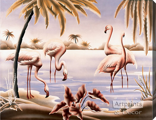 Flamingo Tango - Stretched Canvas Print