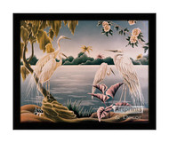 Four White Herons - Framed Art Print