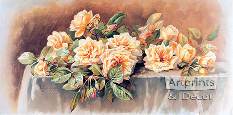 Yellow Tea Roses by Paul de Longpre - Framed Art Print