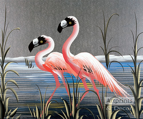 Retro Flamingos - Framed Art Print