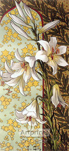 Stylized White Lillies - Framed Art Print