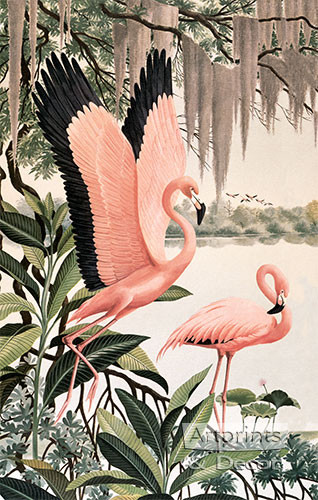 Pink Flamingos, Art Print at ArtPrintsAndDecor.com
