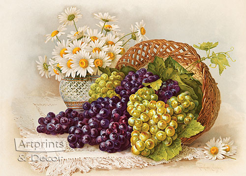 Grapes & Daisies by Paul de Longpre - Art Print