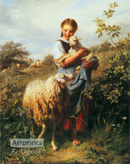 The Shepherdess by Johann Baptist Hofner -  Art Print