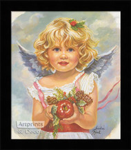 Christmas Angel holding Apple - Framed Art Print