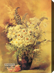 Daisies by Paul de Longpre - Stretched Canvas Art Print