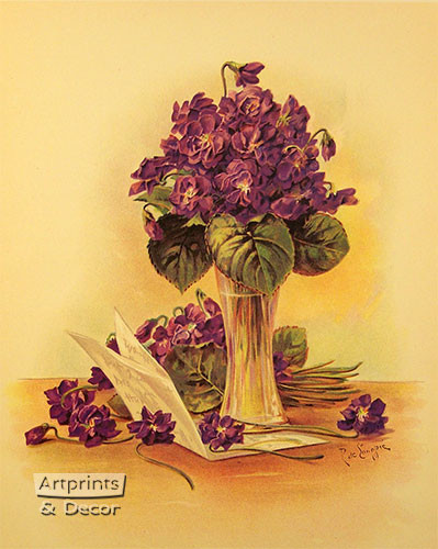 Violets by Paul de Longpre - Framed Art Print