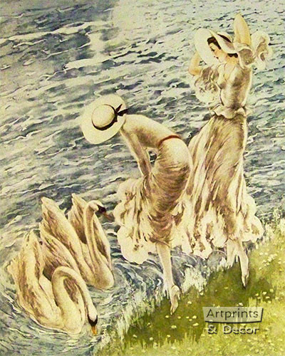 The Swans by Louis Icart - Art Print